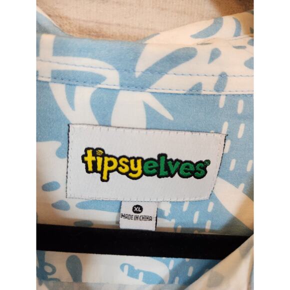 Tipsy Elves Mens Short Sleeve Hawaiian Floral Button Up Shirt Size XL - Picture 3 of 6